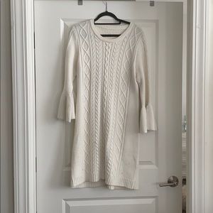 Eliza J White Sweater Dress with cute bell sleeves